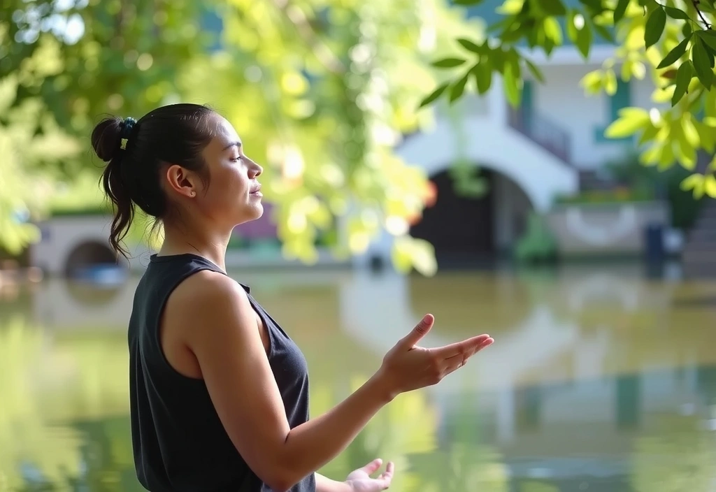 Persona che medita in un ambiente sereno, simbolo di benessere mentale