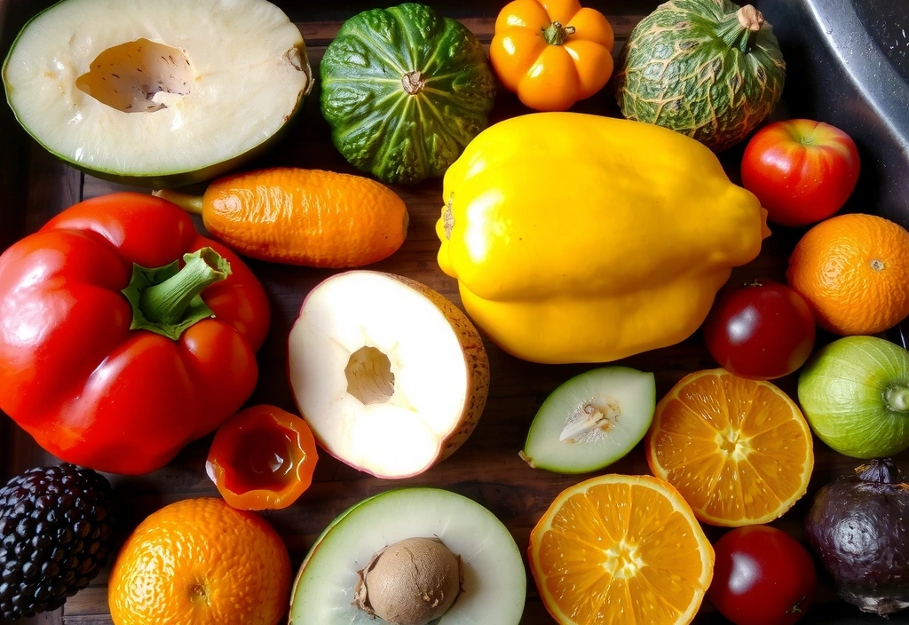 Varia scelta di frutta e verdura fresca di stagione