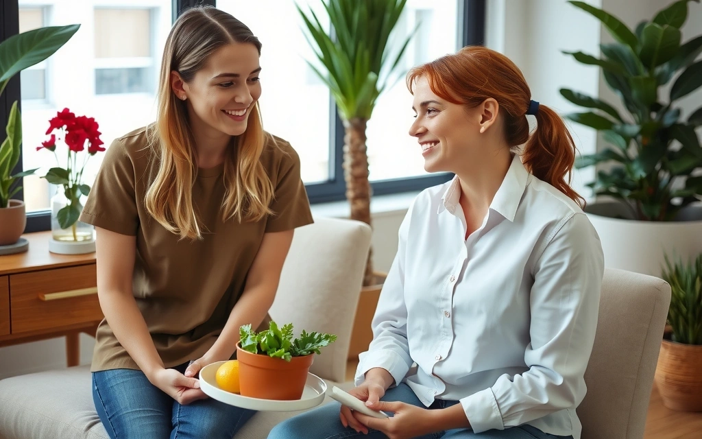Nutrizionista che parla con un cliente in un ambiente accogliente
