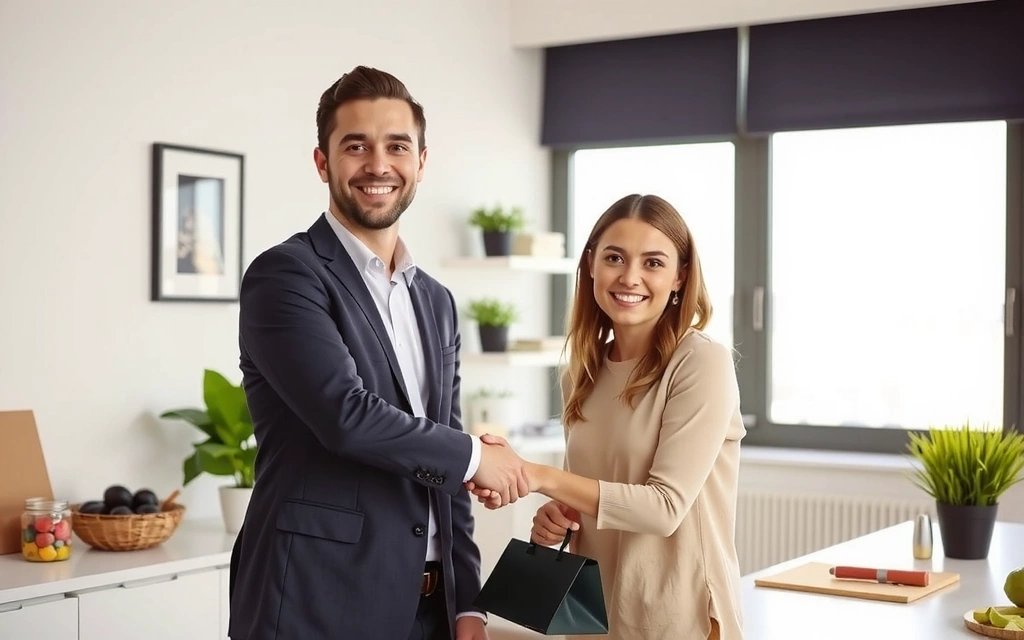 Uomo e donna che si salutano, simboleggiando il contatto e la comunicazione