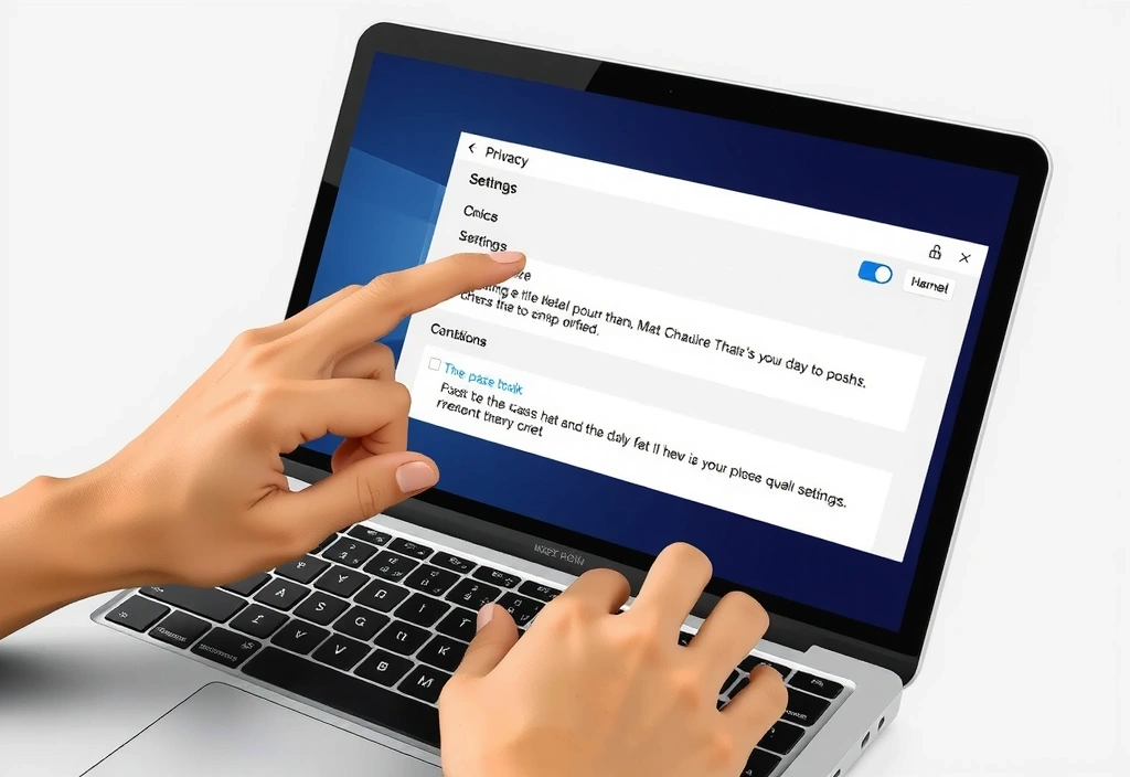 Persona che gestisce le impostazioni della privacy sul proprio laptop