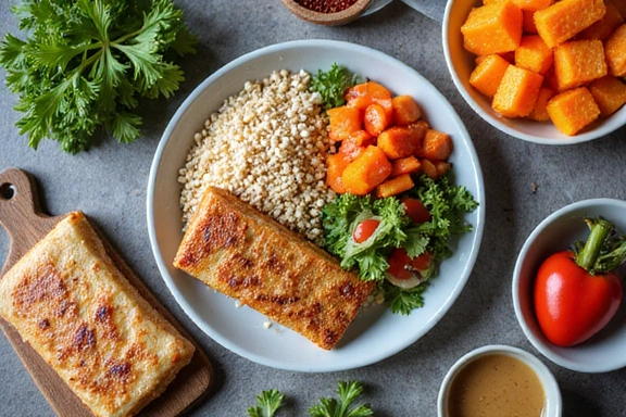 Conceptual image of balanced diet for diabetes management